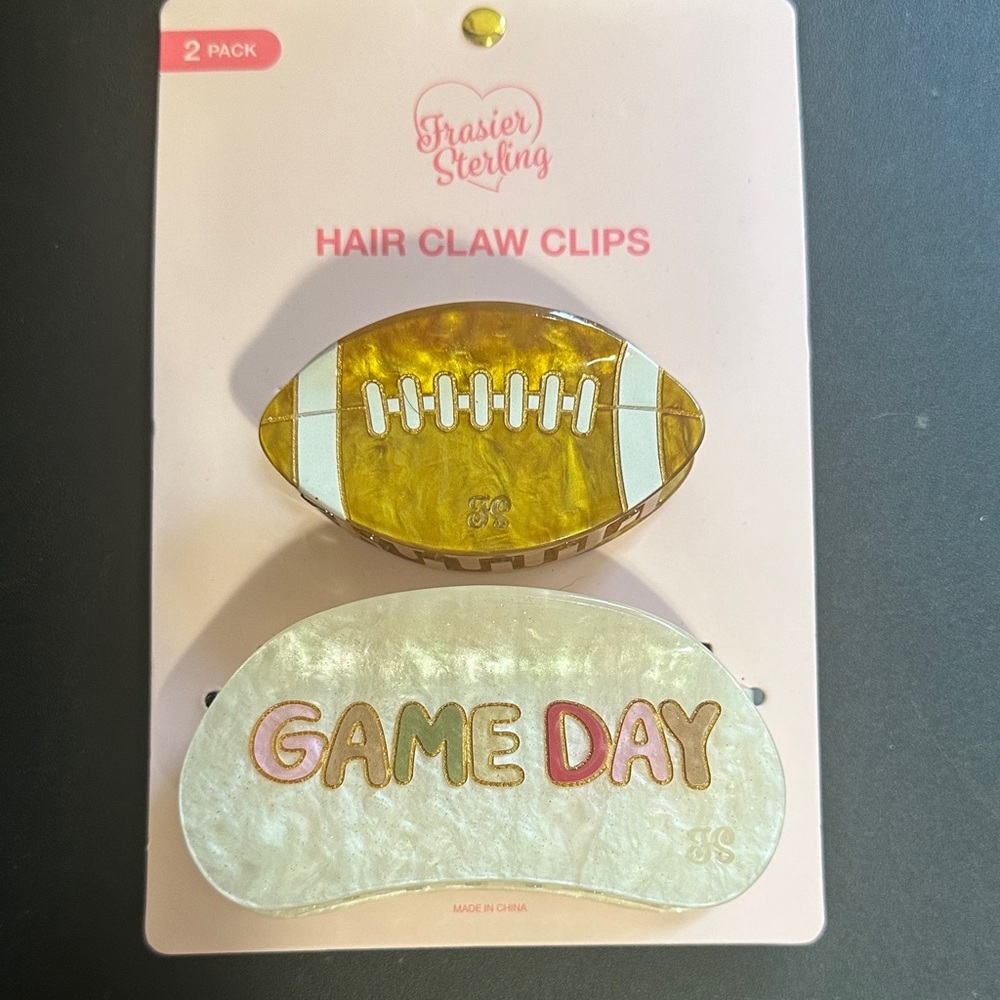 Frasier Sterling football hair claw clips